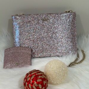 Kate Spade ♠️ glitter sima and card case bundle new